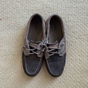 Sperry Black and Gray Boat Shoes with Moccasin Construction